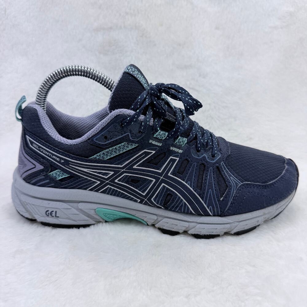 ASICS Gel-Venture 7 Womens Blue Teal Trail Running Shoes Size 7 Wide Sneakers US